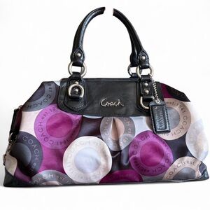 Y2K Style Coach Ashley Scarf Satchel Bag!
Monogram Logo Silver Hardware!